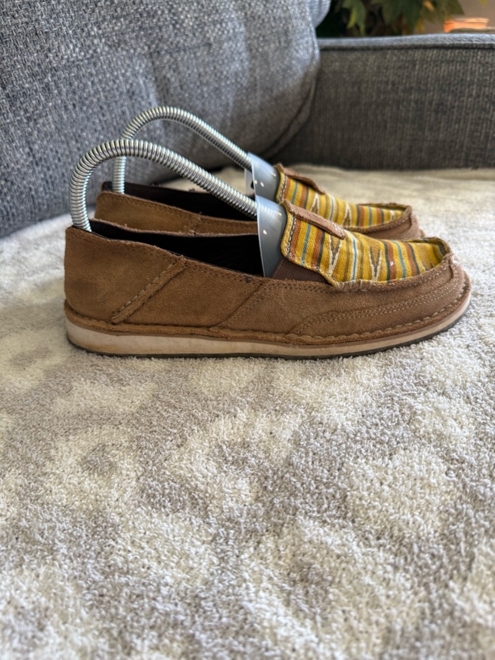 Ariat Woman’s shoes brown suede with mustard yellow print